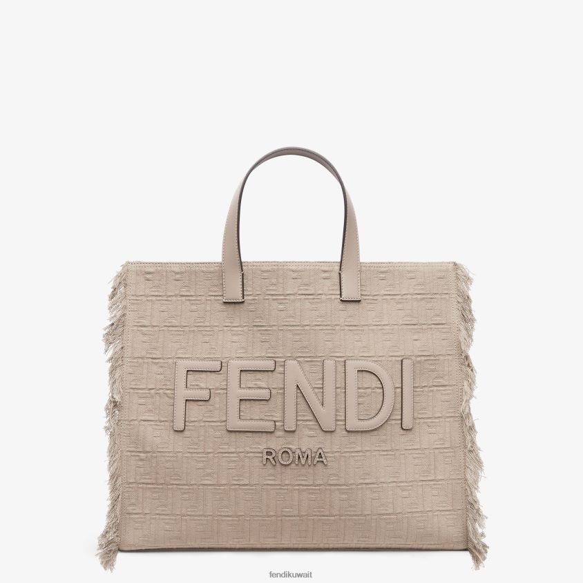 Fendi اللون البيج رجال حقيبة قماش ff مع هامش RTJZ1847 مُكَمِّلات