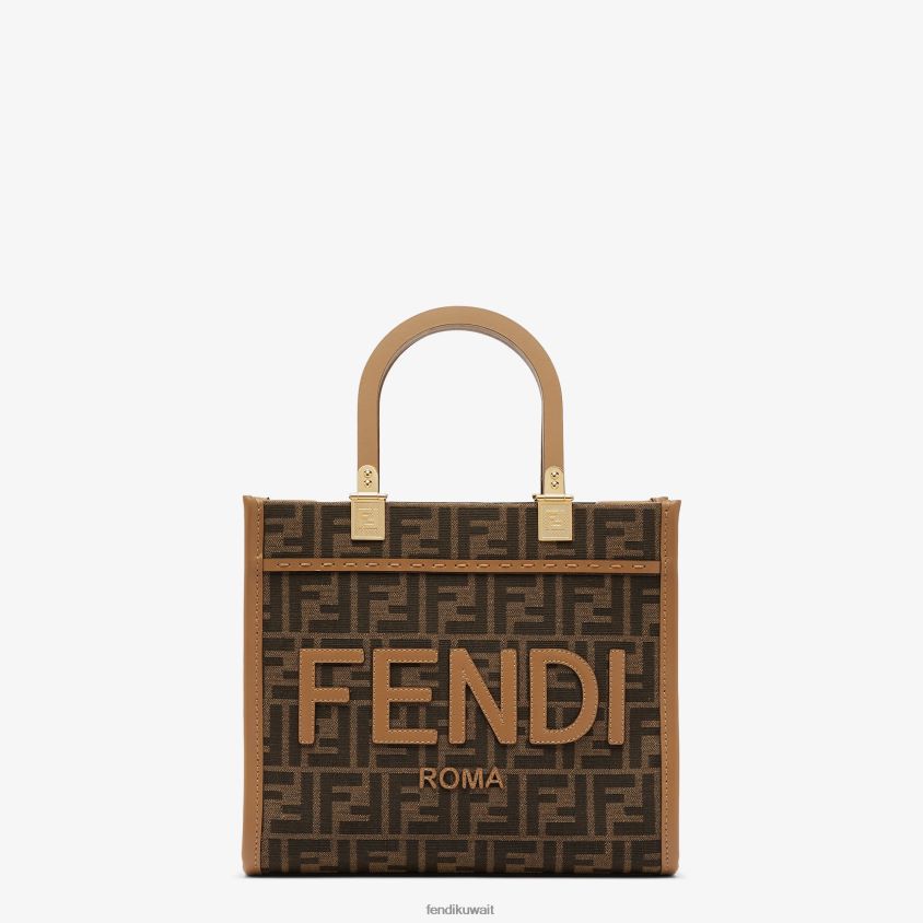 Fendi بني نحيف ff المتسوق نسيج الجاكار RTJZ531 مُكَمِّلات