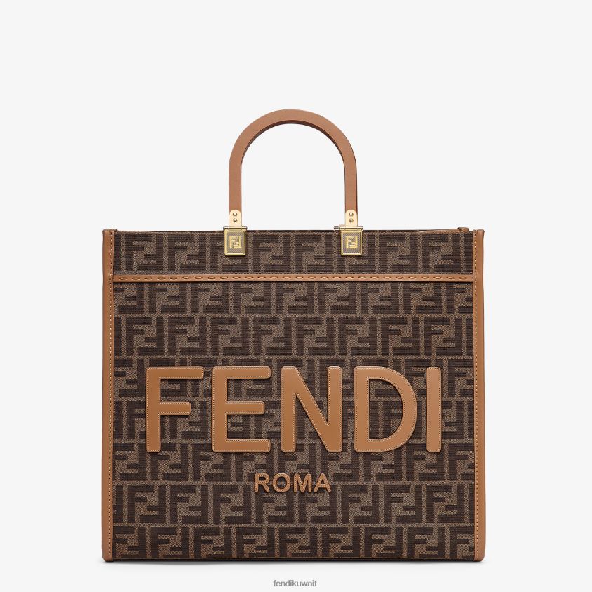 Fendi بني نحيف ff المتسوق نسيج الجاكار RTJZ532 مُكَمِّلات