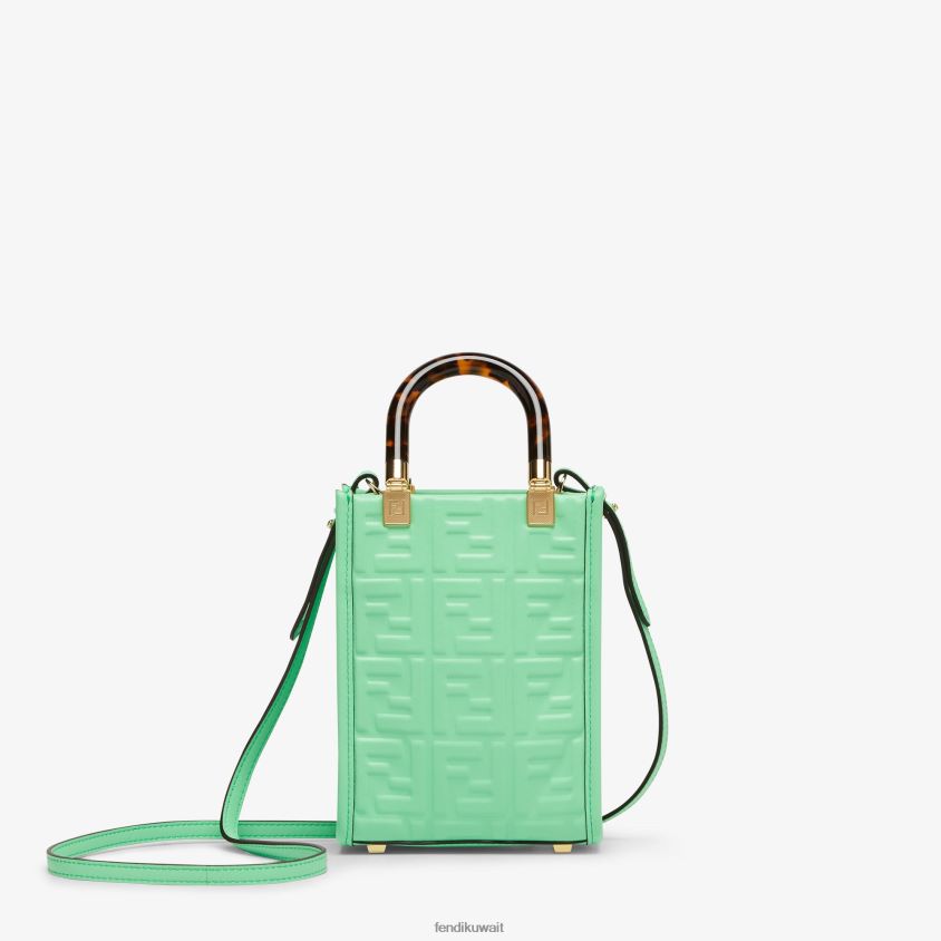 Fendi أخضر نحيف حقيبة صغيرة من الجلد بشعار ff RTJZ727 مُكَمِّلات