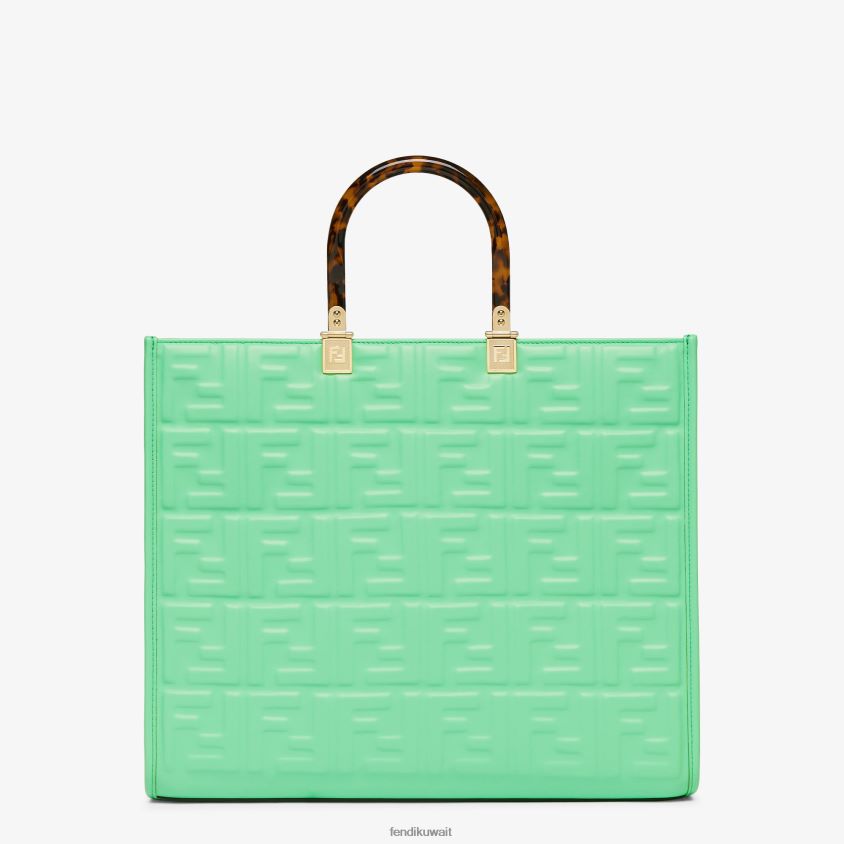 Fendi أخضر نحيف متسوق جلدي مع شعار ff RTJZ728 مُكَمِّلات